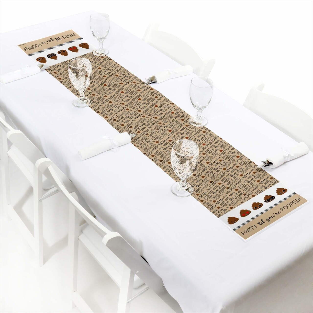 Big Dot of Happiness Party 'Til You're Pooped - Petite Poop Emoji Party Paper Table Runner - 12 x 60 inches